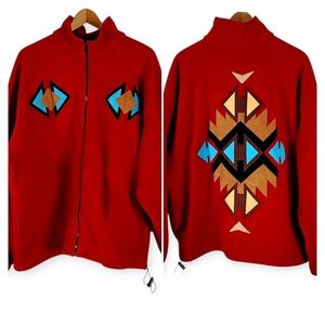 Unisex Patchwork Moxie Southwestern Fleece Jacket Baja Boho Aztec